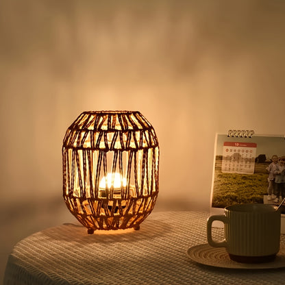 Modern Handcrafted Rattan Woven Table Lamp