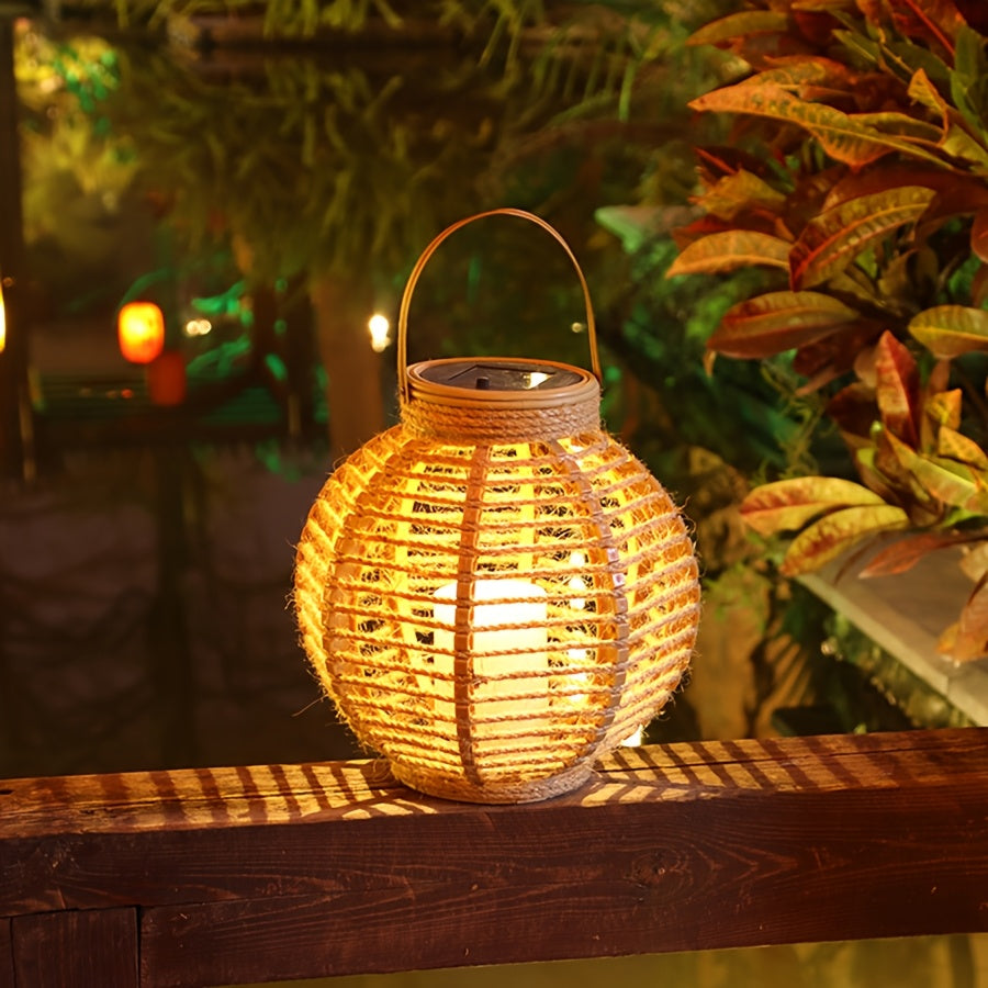 Outdoor Rattan - Solar LED Lantern