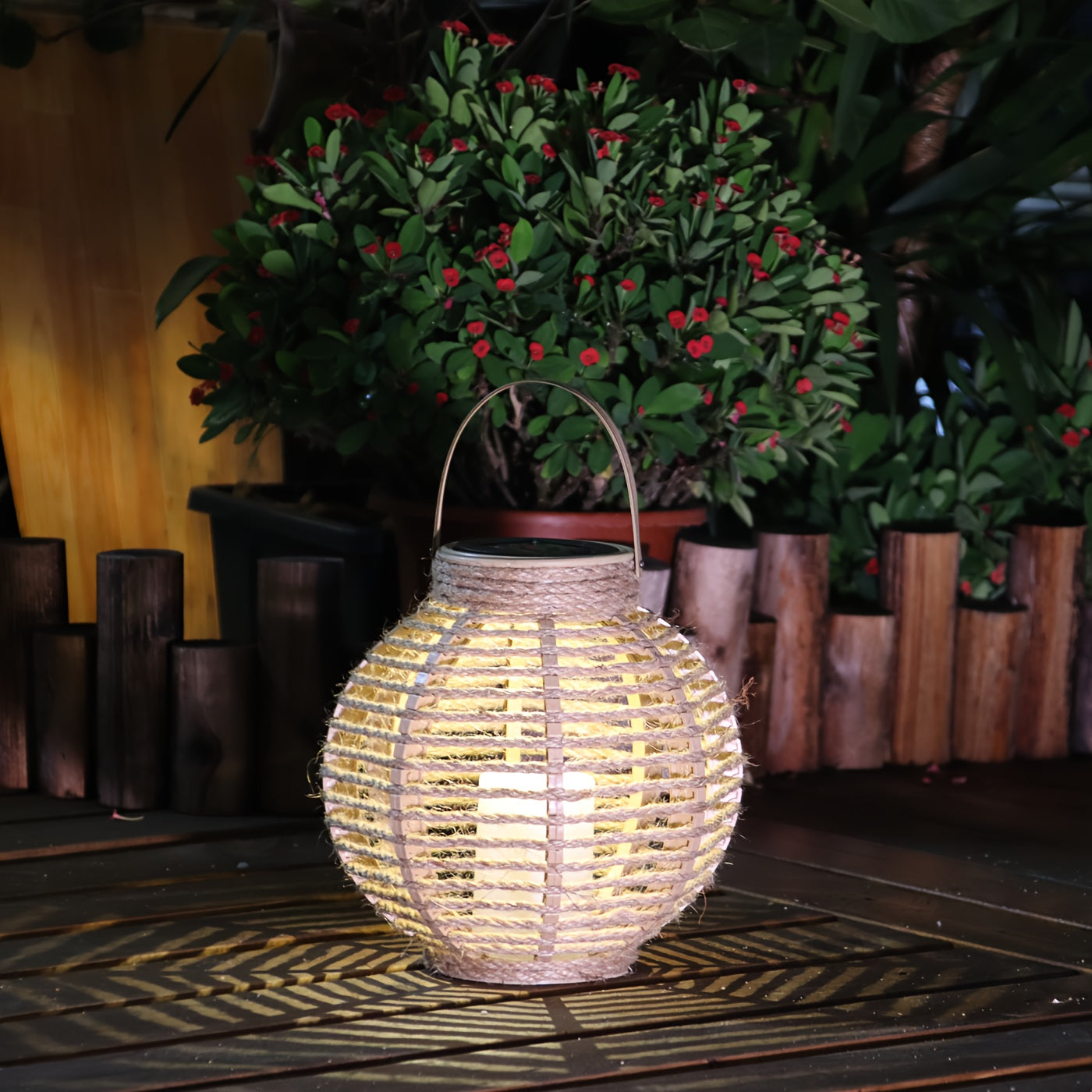 Outdoor Rattan - Solar LED Lantern