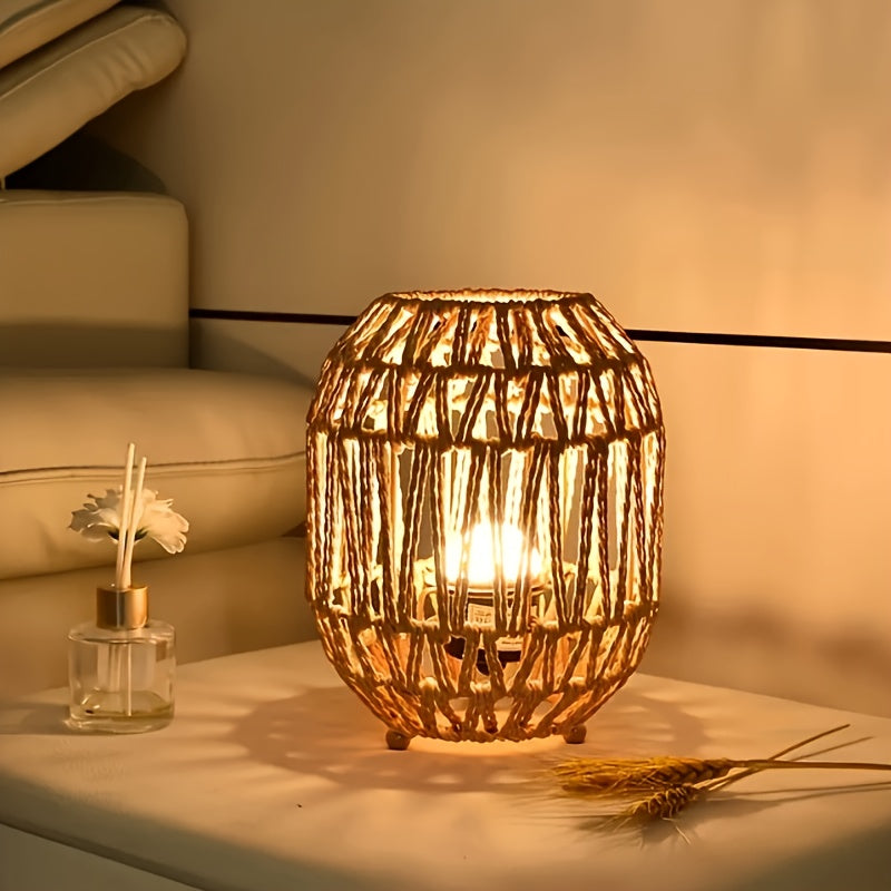 Modern Handcrafted Rattan Woven Table Lamp