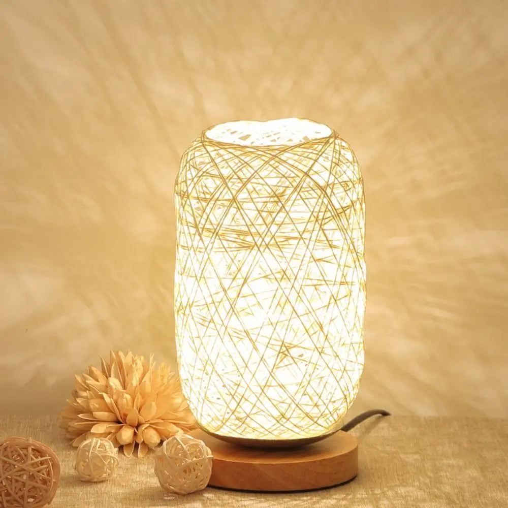 Rattan Spiral Table Lamp