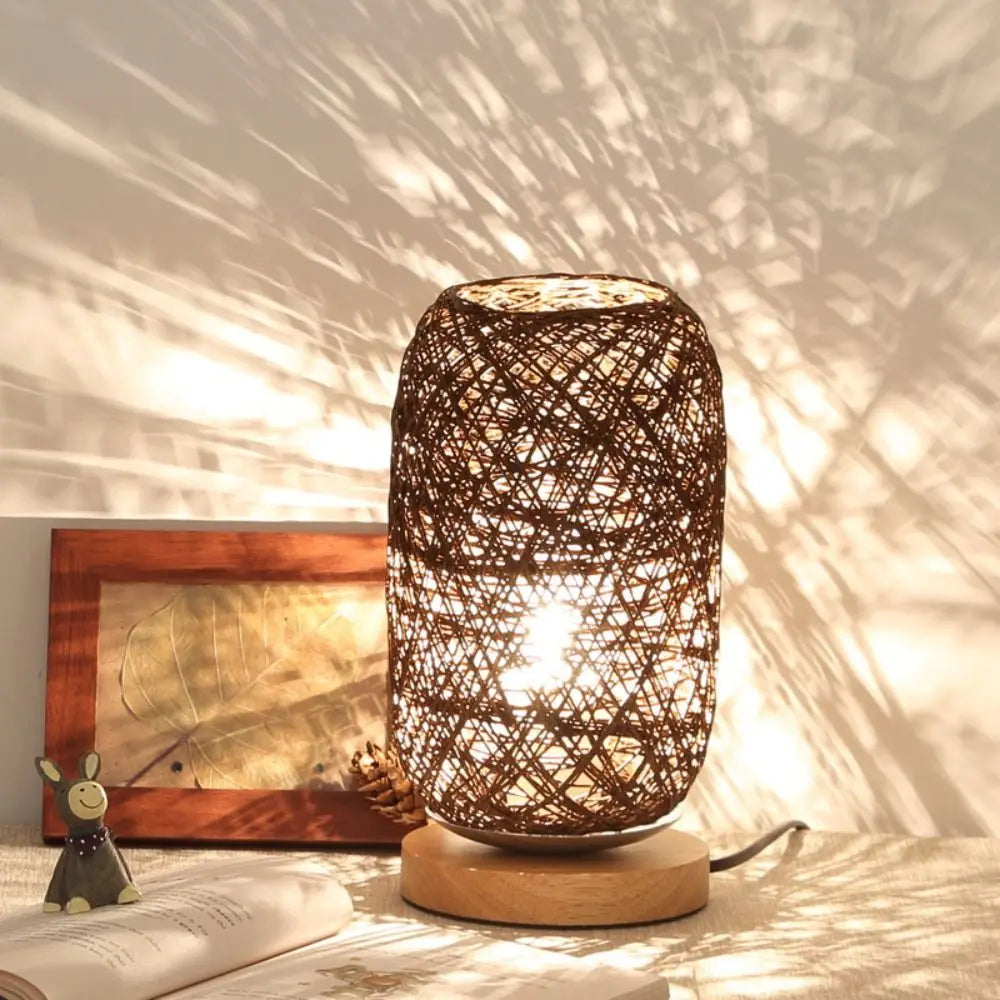 Rattan Spiral Table Lamp