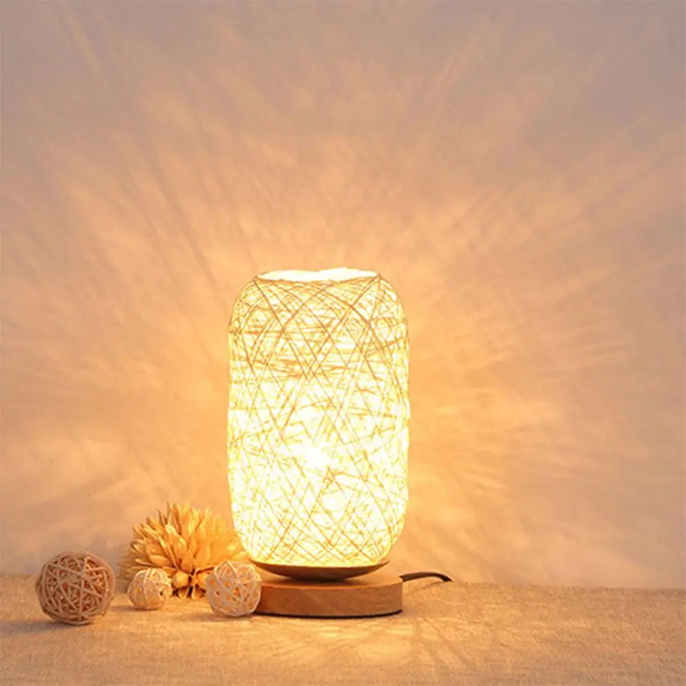 Rattan Spiral Table Lamp