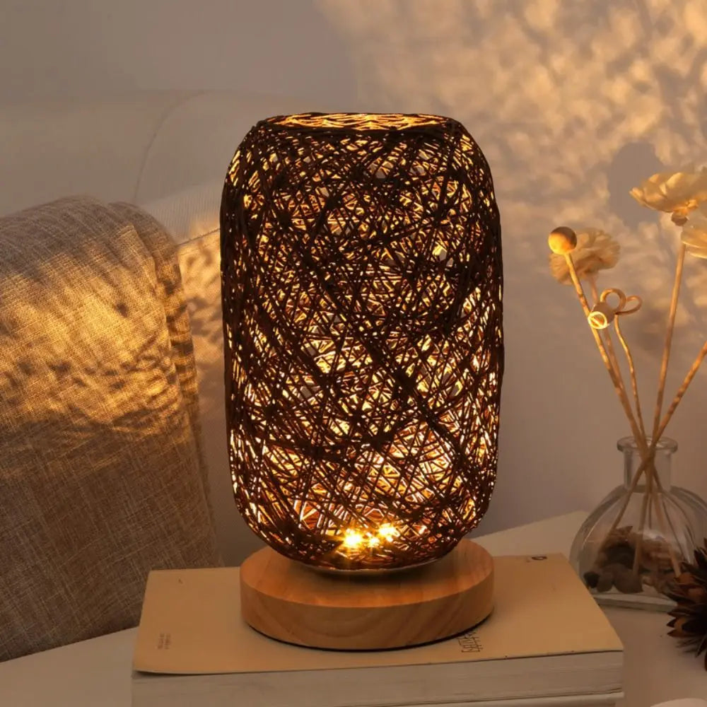 Rattan Spiral Table Lamp