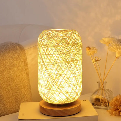 Rattan Spiral Table Lamp