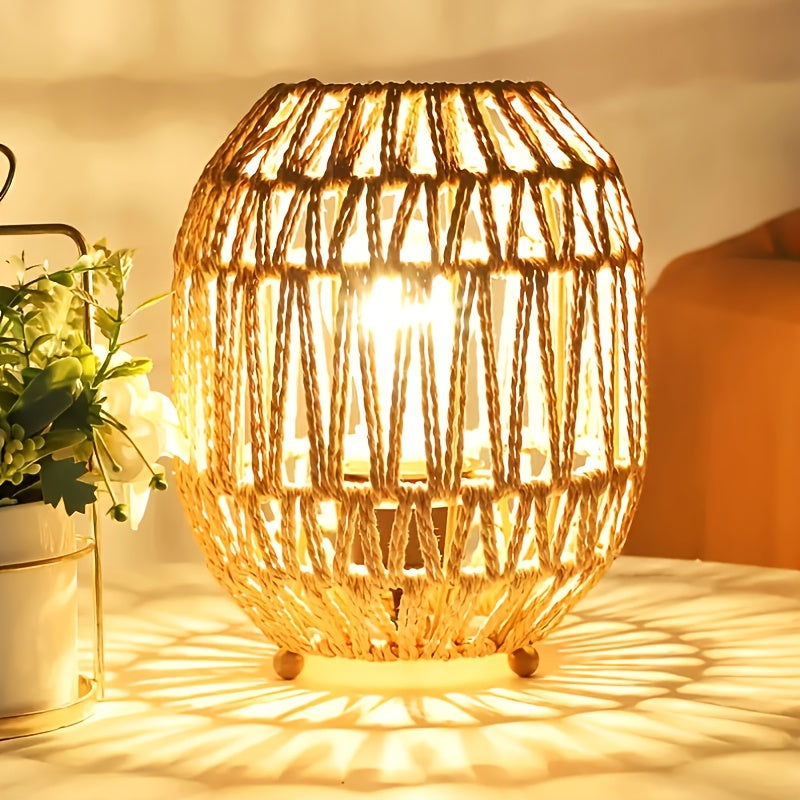 Modern Handcrafted Rattan Woven Table Lamp