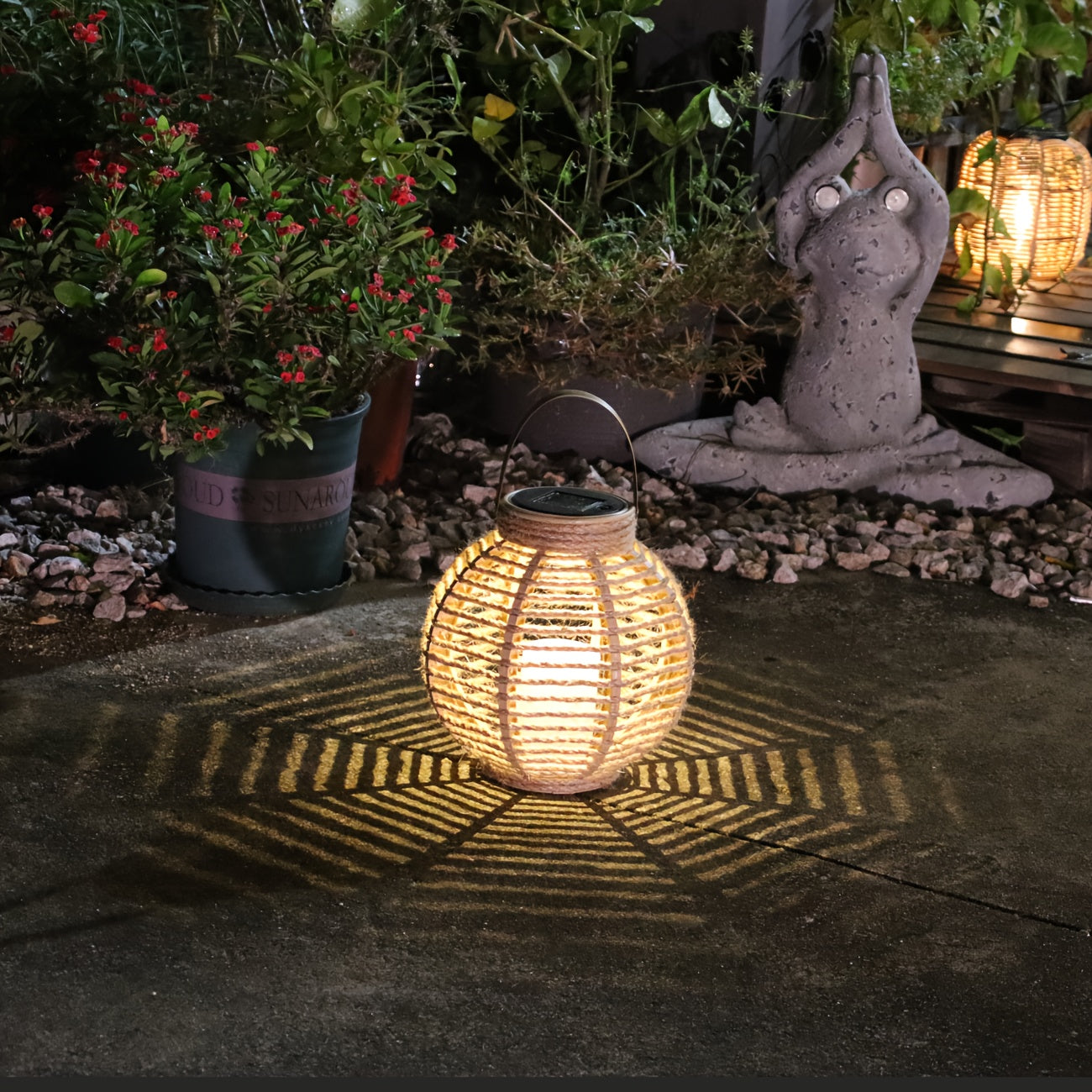 Outdoor Rattan - Solar LED Lantern